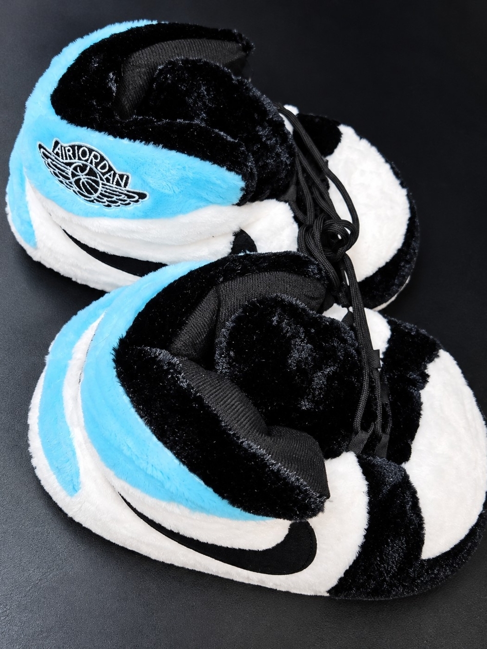 Plush Footies in Black, White & Light Blue